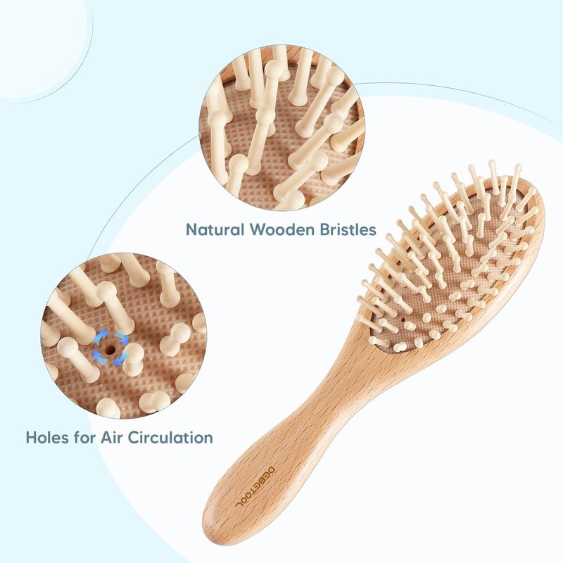DEBETOOL Baby Hair Brush and Comb Set for Newborns & Toddlers - Wooden Baby Brush Set With Soft Goat Bristle and Toddler Comb, Ideal for Cradle Cap - Image 4